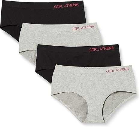 GIRL BY ATHENA Majtki Dziewczęce Bezszwowe 4-Pak Grey/Black 10 Lat