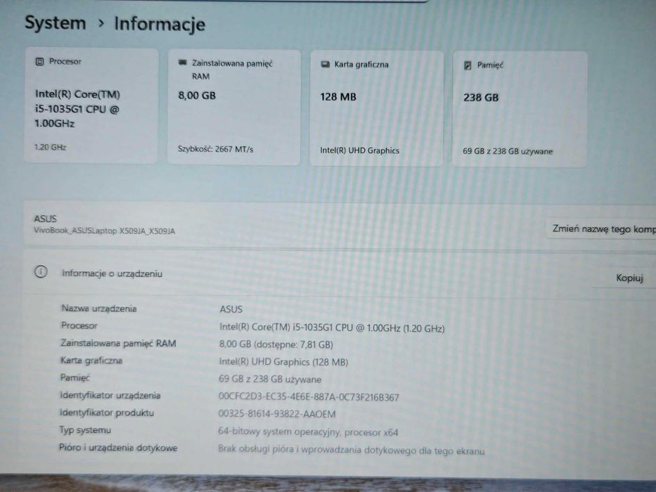 Laptop ASUS X509JA-EJ028T