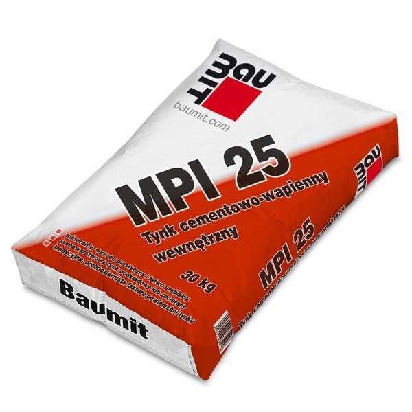Tynk cementowo wapienny Baumit MPI 25 obrzutka tynki maszynowe