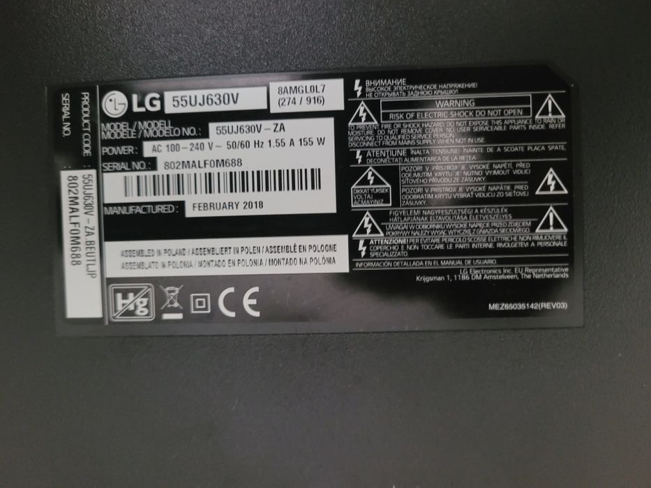 Smartv LG 55UJ630V  PEÇAS