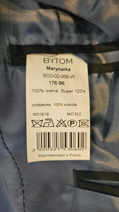 Garnitur BYTOM 176/96/88 – 100% Wełna Super 120's – Granatowy, Ślubny