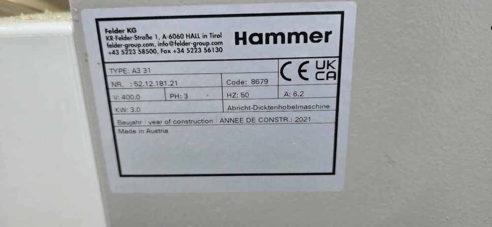 Wyrównywarko grubościówka hammer a3 super stan .