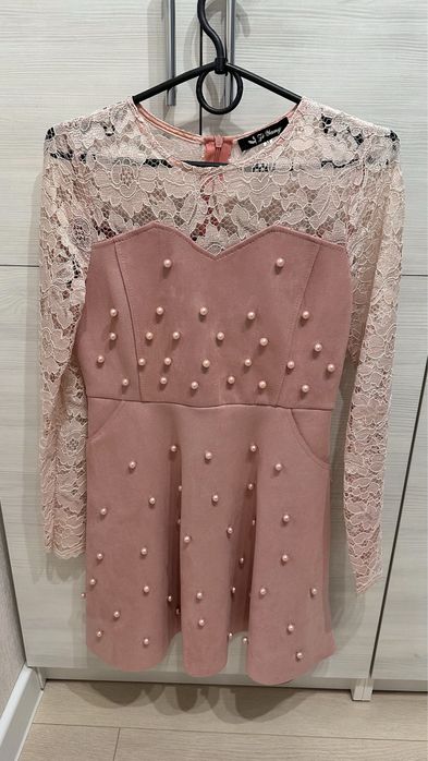 Святкове плаття замш з перлинами