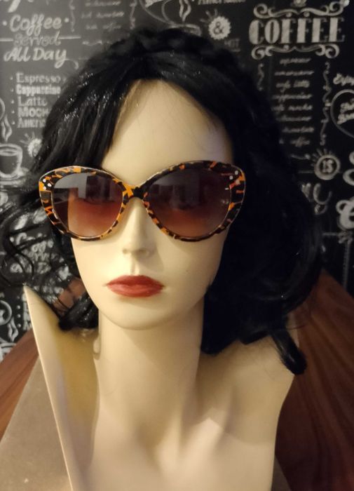 Okulary przeciwsłoneczne cat eye Glamour panterka szylkret brązowe