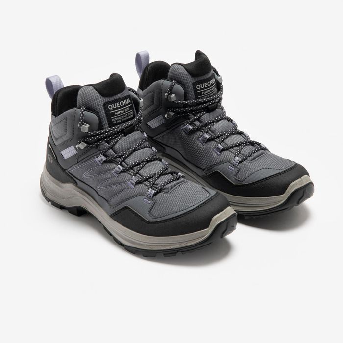 Botas impermeáveis de Caminhada Mulher MH100 Cinzento