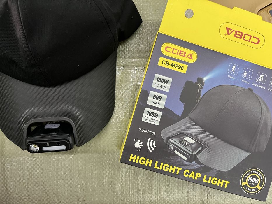 Lanterna LED para Boné COBA CB-M296 (Recarregável + Sensor de Movimento) – Nova