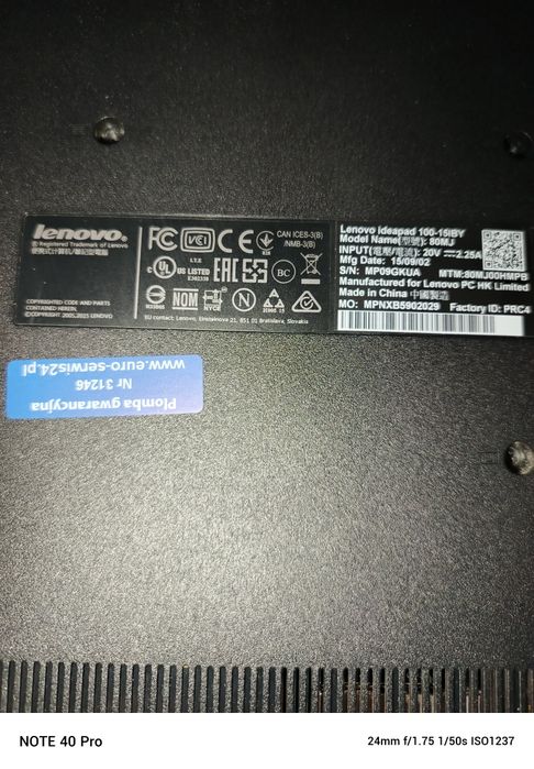 Laptop Lenovo Ideapad 100  do naprawy
