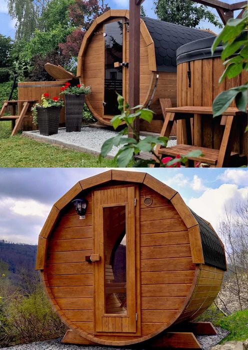 SAUNA Ogrodowa 250 cm OKNO 50% +GRATIS Beczka/Wiata +Akcesoria 3 DNI DOSTAWA