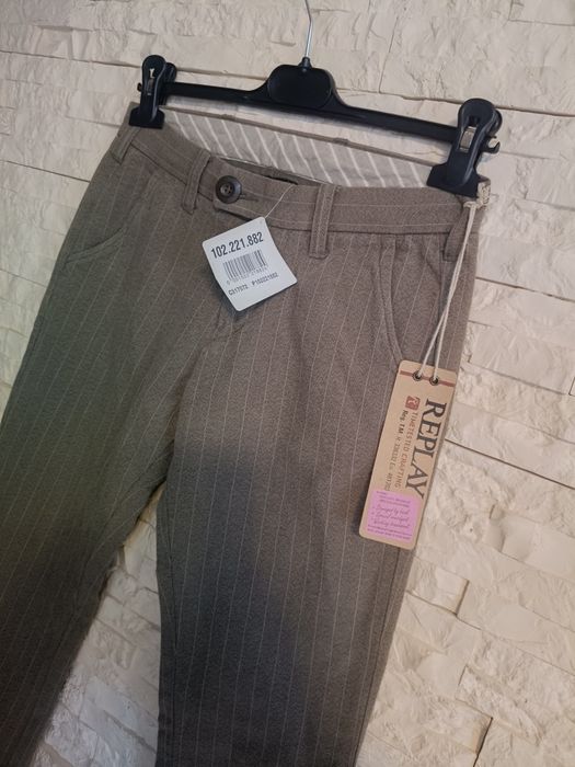 Spodnie eleganckie brąz w paski białe nowe z metką rozm 25 Marka Repal