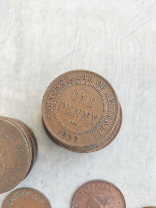 Lote 48 Moedas Antigas Austrália (Inc. Penny 1912, 1913, 1914, 1919) – Pré-Decimal