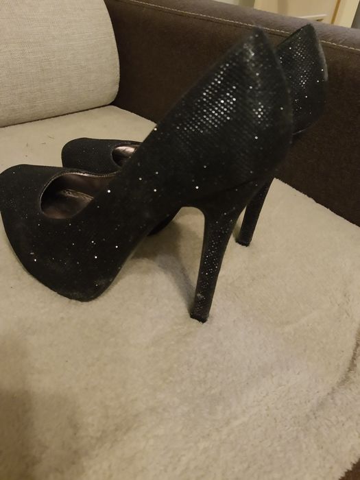 Buty z brokatem r.38 wysoki obcas