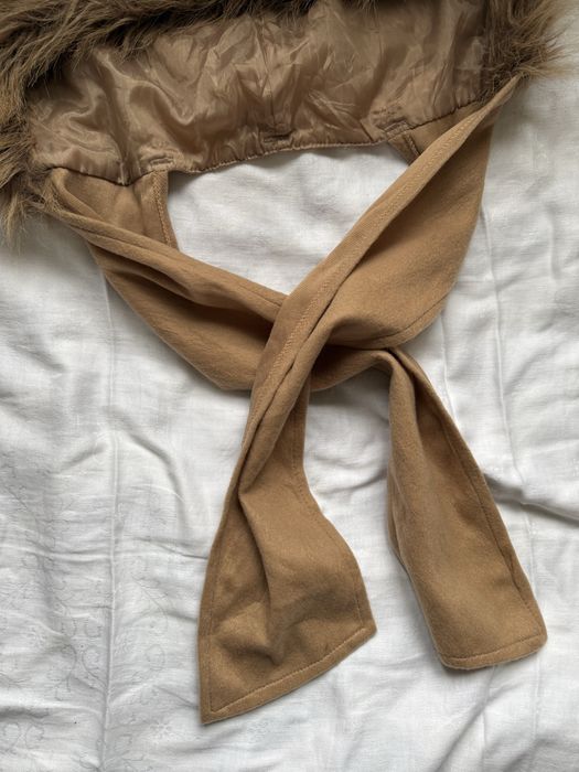 beżowa czapka szalik kaptur jesień zima vintage