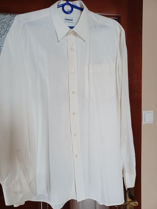 Elegancka koszula męska kołnierzyk 43 wzrost 182-188 kremowa