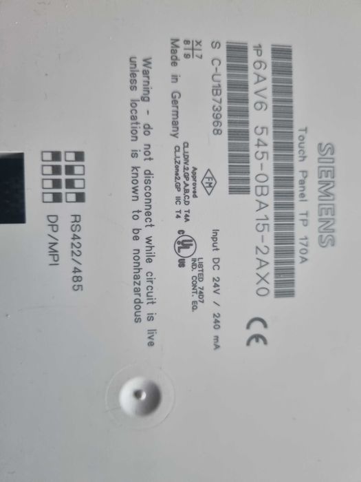 Siemens Simatic Panel TP 170A  6AV6  545-0BA15-2AX0
