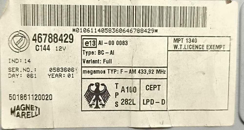 Caixa Fusíveis / SAM / BSI 46788429 - FIAT PUNTO
