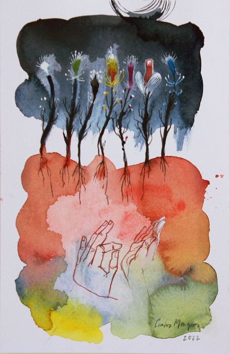 Aguarela original de Carlos Marques. Fantasia, surreal, 7 pecados