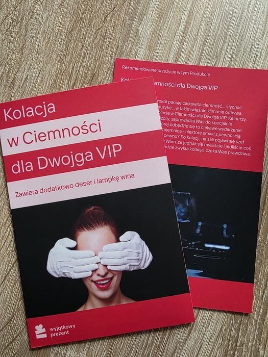 Voucher Kolacja w Ciemności VIP dla Dwojga – ważny ok. 2 lata