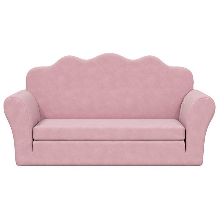 Mini sofá-cama rosa em pelúcia para crianças