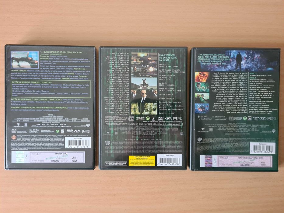 3 Filmes de "Matrix": "Matrix Revolutions" e "Matrix Reloaded" em DVD