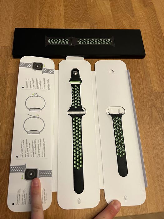 Oryginalny pasek sport band apple 42-45 mm Nike Plus BLACK Lime!