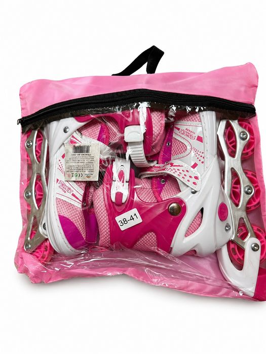 Różowe rolki regulowane 38–41 + torba | lekkie, stabilne,