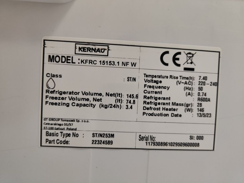 Компактний холодильник KERNAU KFRC 15153.1 NF W з Європи