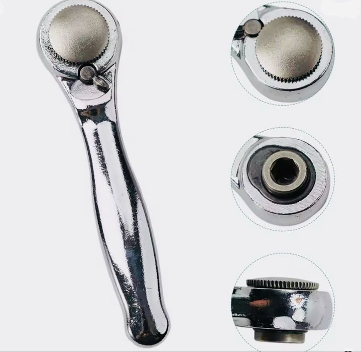 Ключ тріскачка 72зуби, шестигранний адаптер 6,35мм трещотка 1/4 біти