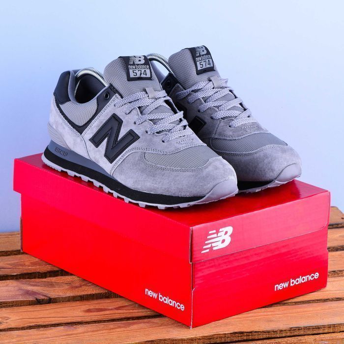 (2191) Кросівки New Balance 574 сірі з чорн (41-46) NB nb нб ню беленс