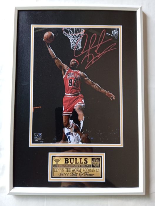 Moldura NBA Dennis Rodman Chicago Bulls com Autógrafo (A4)
Autógrafo: