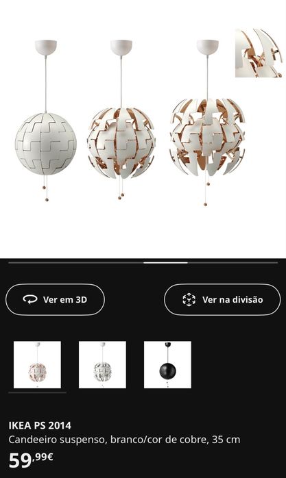 Candeeiro suspenso, branco/cor de cobre, 35 cm