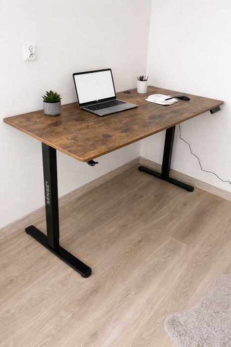 NOWE Biurko Elektrycznie Gamingowe Regulowane 140x70 Czarny Dąb Regulacja Wysokości - 72-118cm Elektryczny Stelaż Do Biura Solidne Wytrzymałe OKAZJA