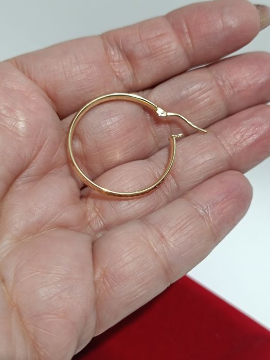 Złote kolczyki koła młotkowane średnica 2,8cm, złoto próby 585