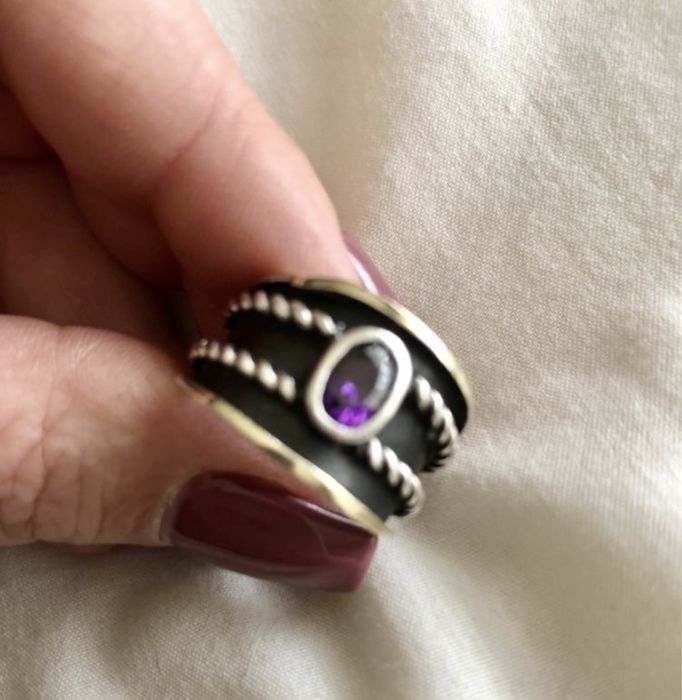 Anel prata com ametista