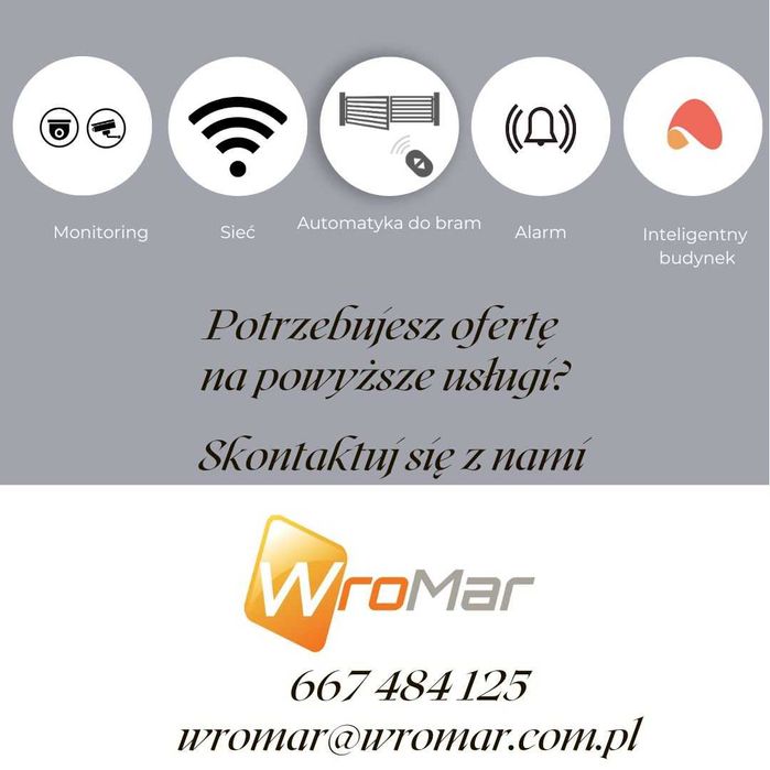 Montaż kamer, monitoringu, montaż alarmu, automatyka bram, RCP, sieci