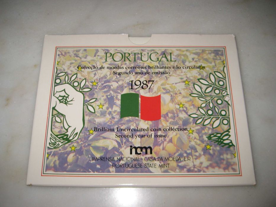 Coleção moedas correntes brilhantes não circuladas, PORTUGAL 1987