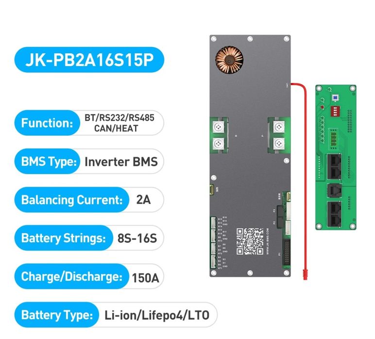 Інверторні V19 JiKong BMS PB1A16S10P, PB1A16S15P ,PB2A16S20P для  LiFe