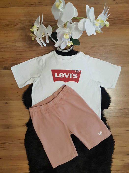 Cudny zestaw:) krótka bluzeczka LEVI'S krótkie legginsy HUMMEL 152