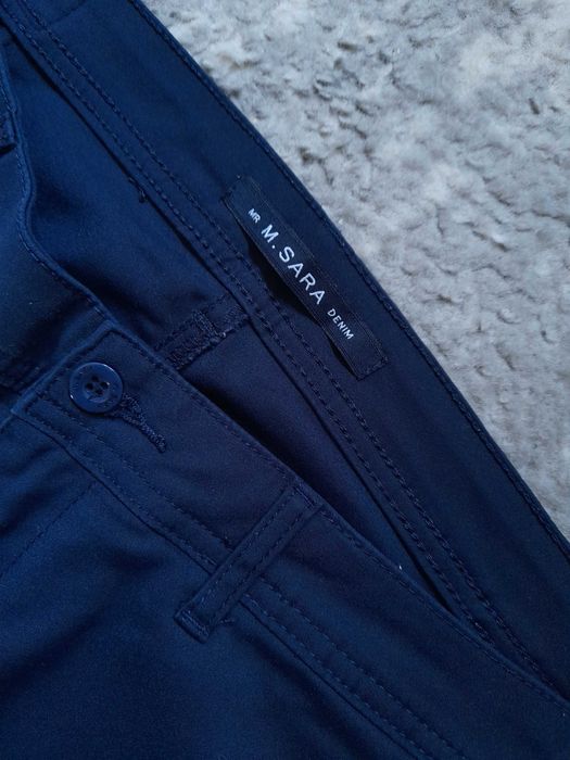 Granatowe spodnie materiałowe m.sara jeans premium denim