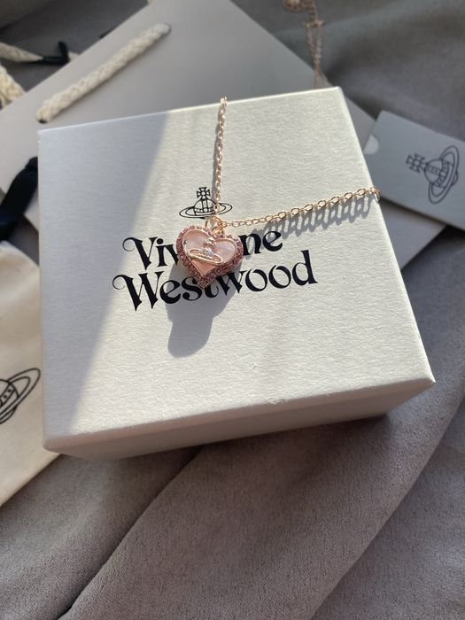 Кулон Vivienne Westwood Pink Heart рожеве золото