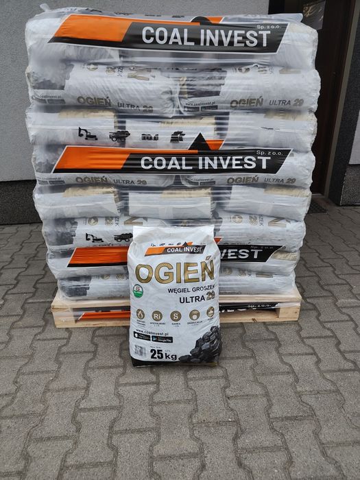 Węgiel Groszek Ogień ULTRA 29 tylko 3% popiołu oryginalny wysoka jakość