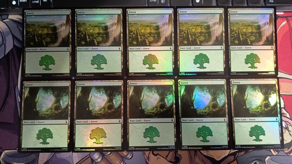 Magic MTG Marvel Super Heroes 100 Basic Lands Full Set
