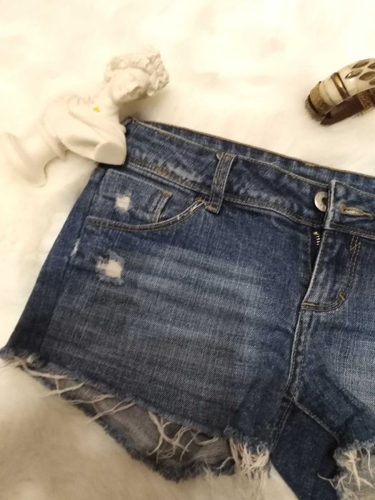 Spodenki denim cut out poszarpany niebieski dżins chic sexy