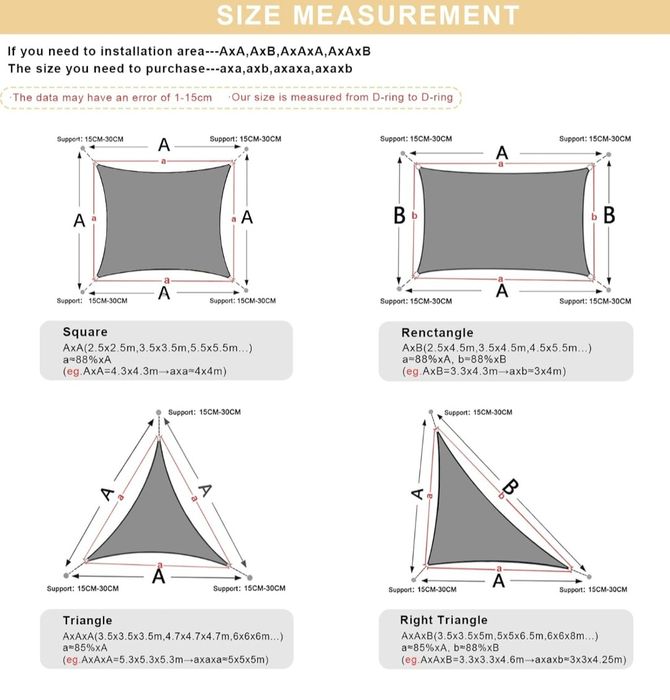 AXT SHADE żagiel przeciwsłoneczny na balkon taras 4m x 6m HDPE