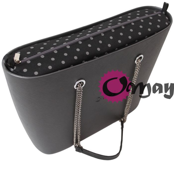 Czarny organizer do OBAG URBAN groszki grafitowe 2 kieszenie VIP OMAY