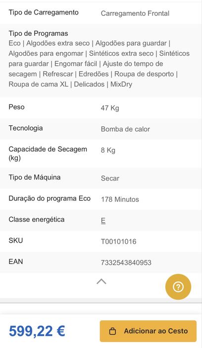 Maquina de secar roupa 8kg semi-nova