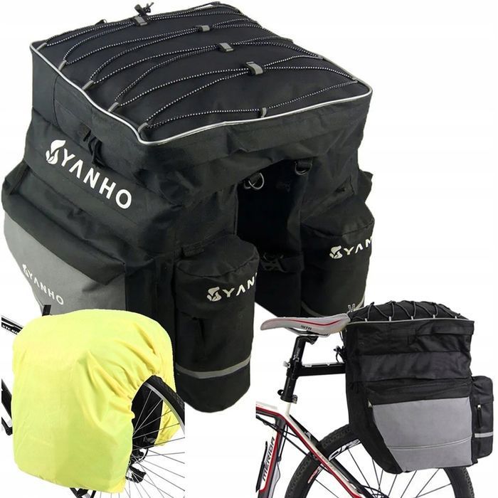 Sakwa rowerowa 3-komorowa 43L torba na bagażnik duża tył tylna