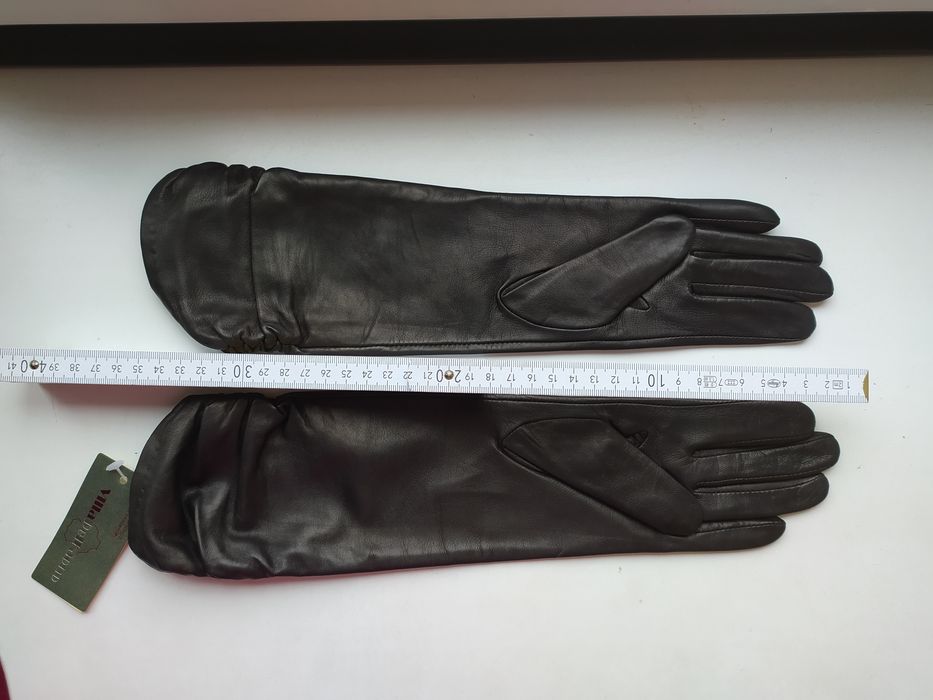 Шкіряні високі рукавиці перчатки