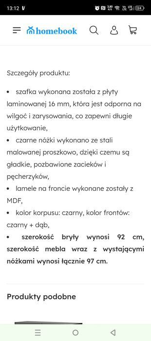 Komoda czarna z lamelami