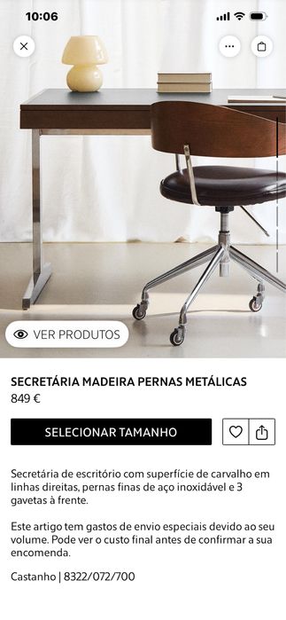 Secretaria e cadeira da Zara Home como novas