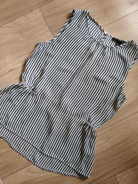bluzka paski biała-czarna 38*H&M* bez rękawów